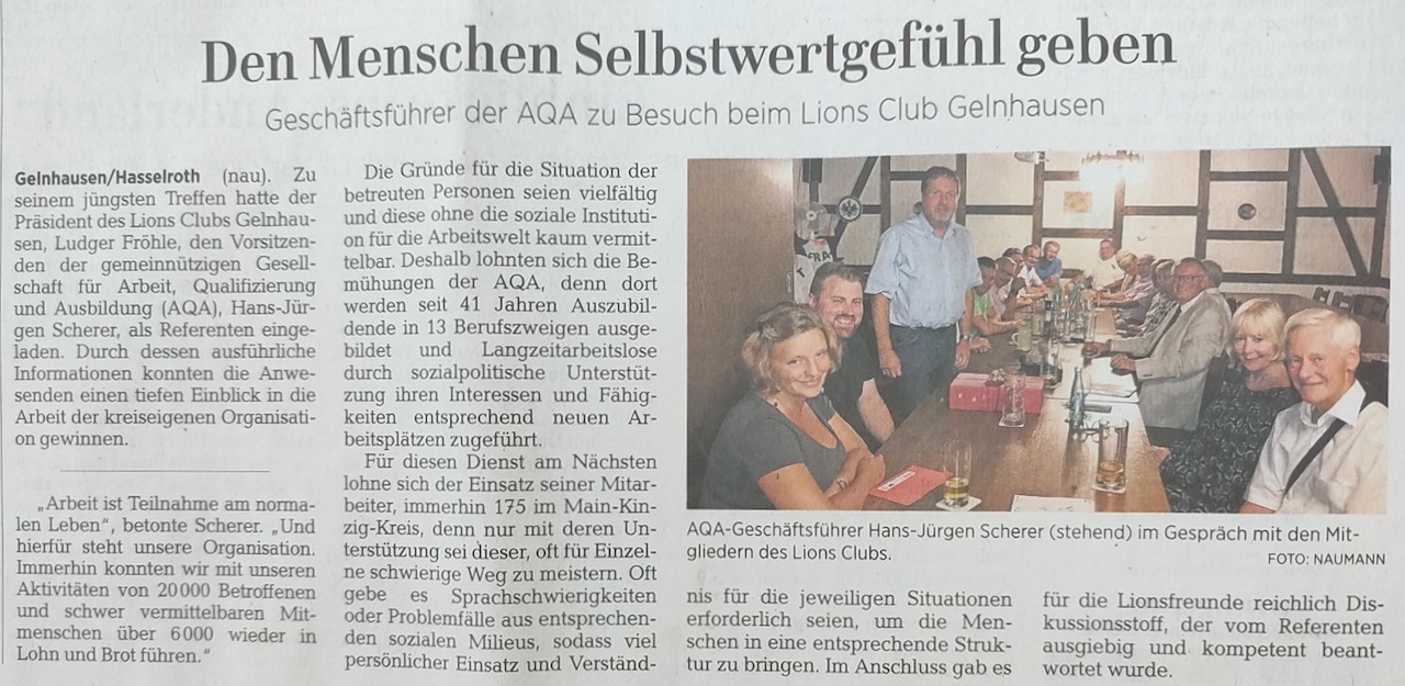 AQA-Geschäftsführer Hans-Jürgen Scherer beim gut besuchten Lions Club-Abend