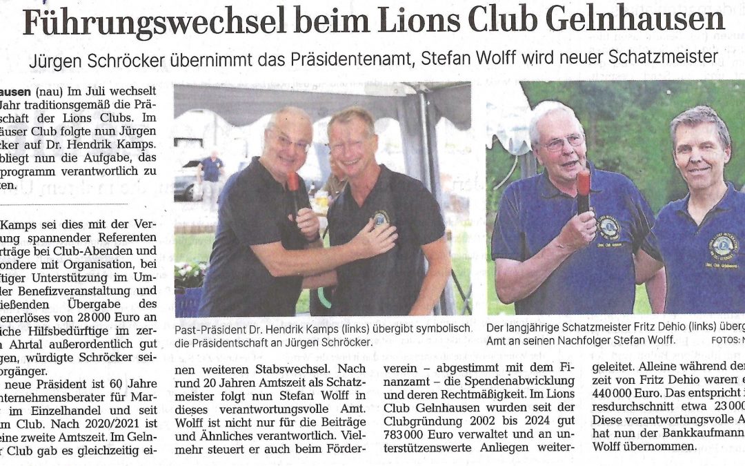 25.7.2024: Neuaufstellung im Team des Lions Club
