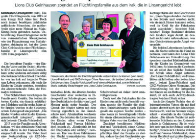 Lions Club unterstützt Linsengerichter Familie - sowie Hilfsprojekt in Tansania