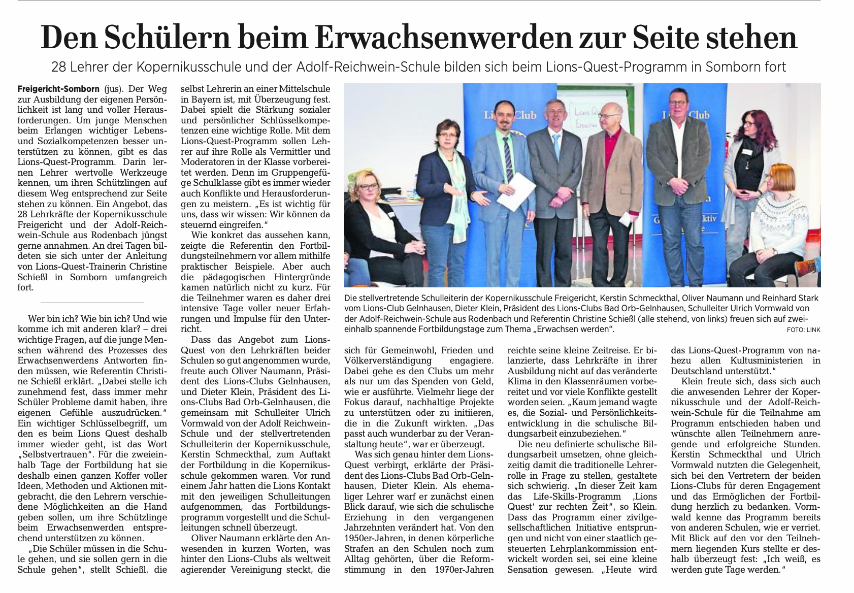 Lions Quest: junge Menschen beim Erlangen wichtiger Lebens- und Sozialkompetenzen unterstützen