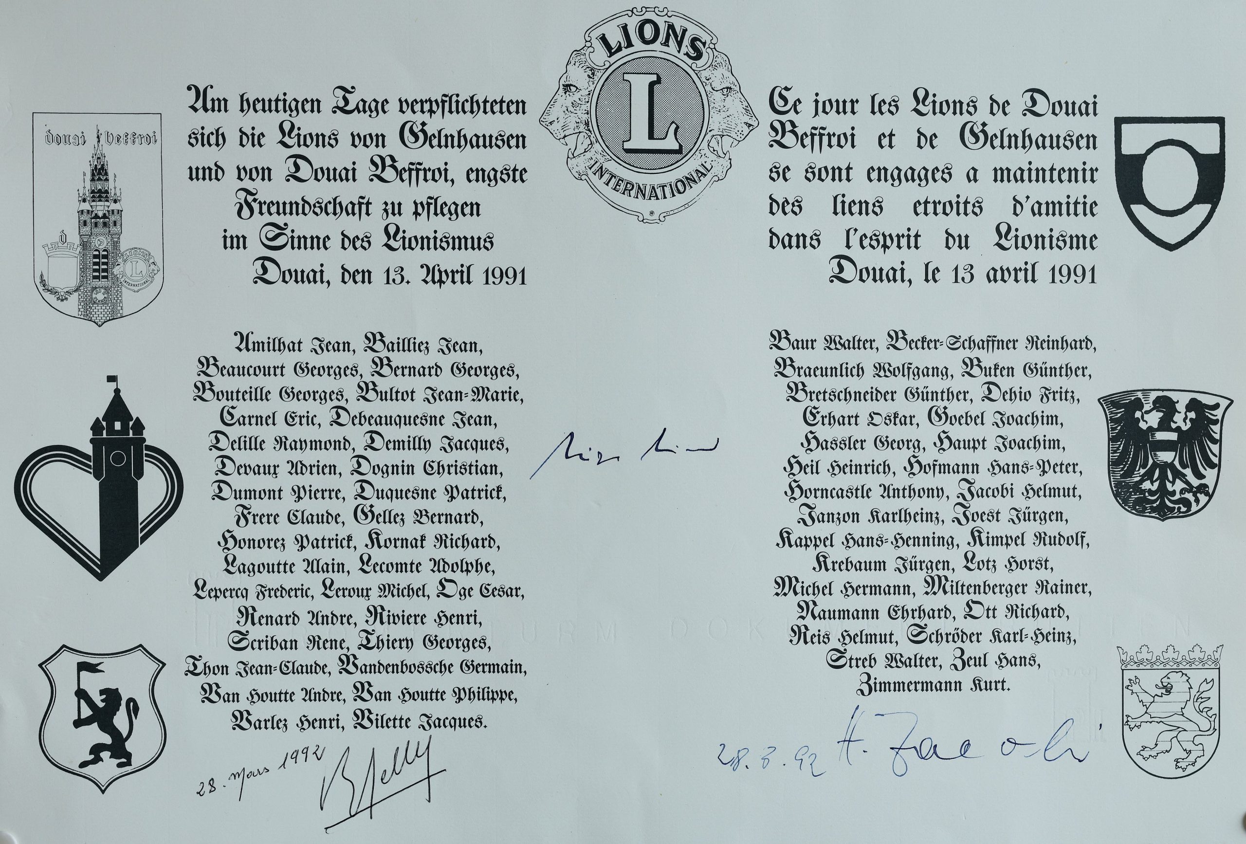 Jumelage mit dem Lions Club Douai Befrei aus Nordfrankreich