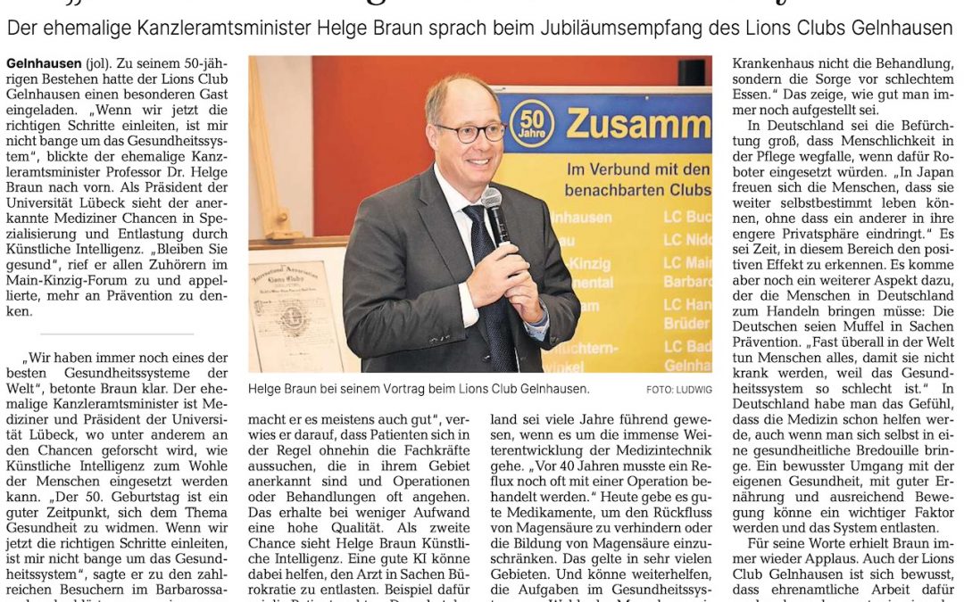 9.5.2026 Ehemaliger Kanzleramtsminister Helge Braun beim Lions Club Gelnhausen